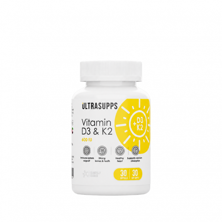 ULTRASUPPS / Vitamin D3 600 IU & K2 / 30 softgels