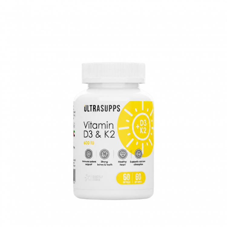 ULTRASUPPS / Vitamin D3 600 IU & K2 / 60 softgels